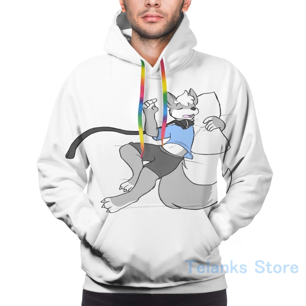 Мужские толстовки свитшоты для женщин забавные сонный пушистый волк snoozing принт