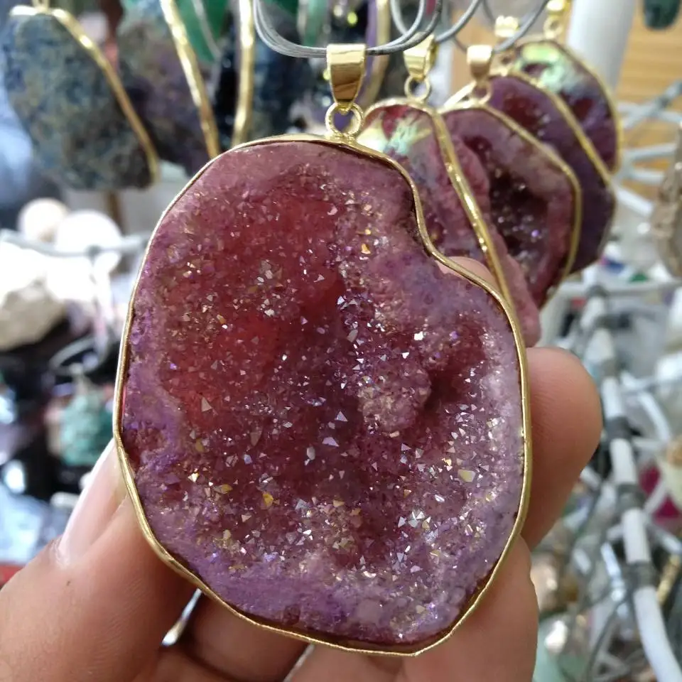 Водная аура кварцевый Агат пещера граненый драгоценный камень Кулон бусина