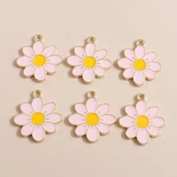 10pcs 2321mm cute enamel pink flowers charms for jewelry making pendants necklaces earrings keychain diy making accessories