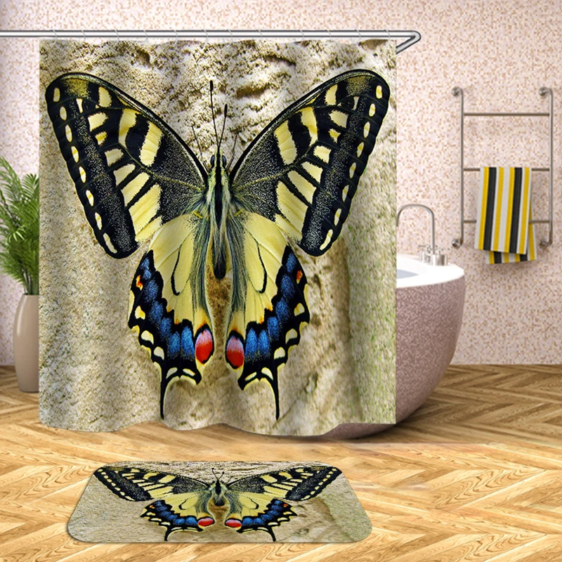 

Занавески для душа с бабочками, водонепроницаемые занавески для ванной комнаты