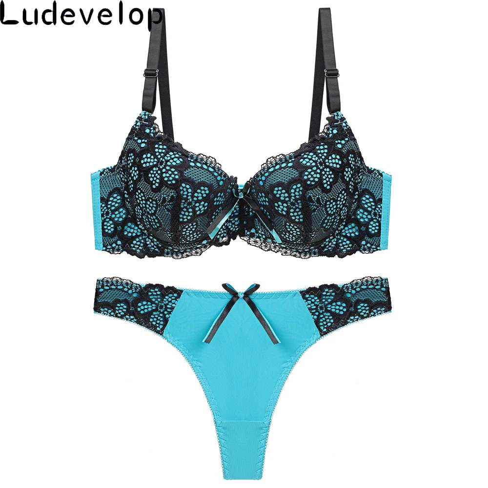 Комплект женского нижнего белья с вышивкой бюстгальтер пуш-ап | Женская одежда