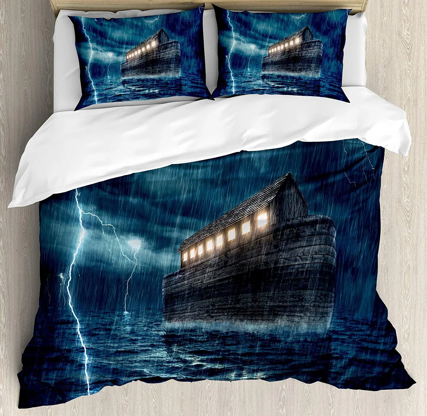 Комплект постельного белья старое ностальгическое деревянное лодка корабль во
