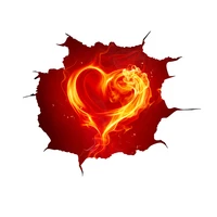 personality the art of fire burning heart 3d creative car stickers decoration decals