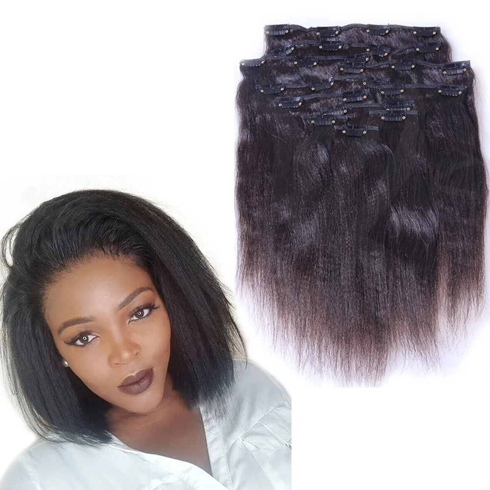 Светильник-итальянские прямые накладные человеческие волосы на клипсе полный