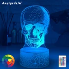 Новые удивительные череп 3D Ночной светильник светодиодный USB лампа Хэллоуин Каратель настроение красочный страшно тема светильник s дома Decration