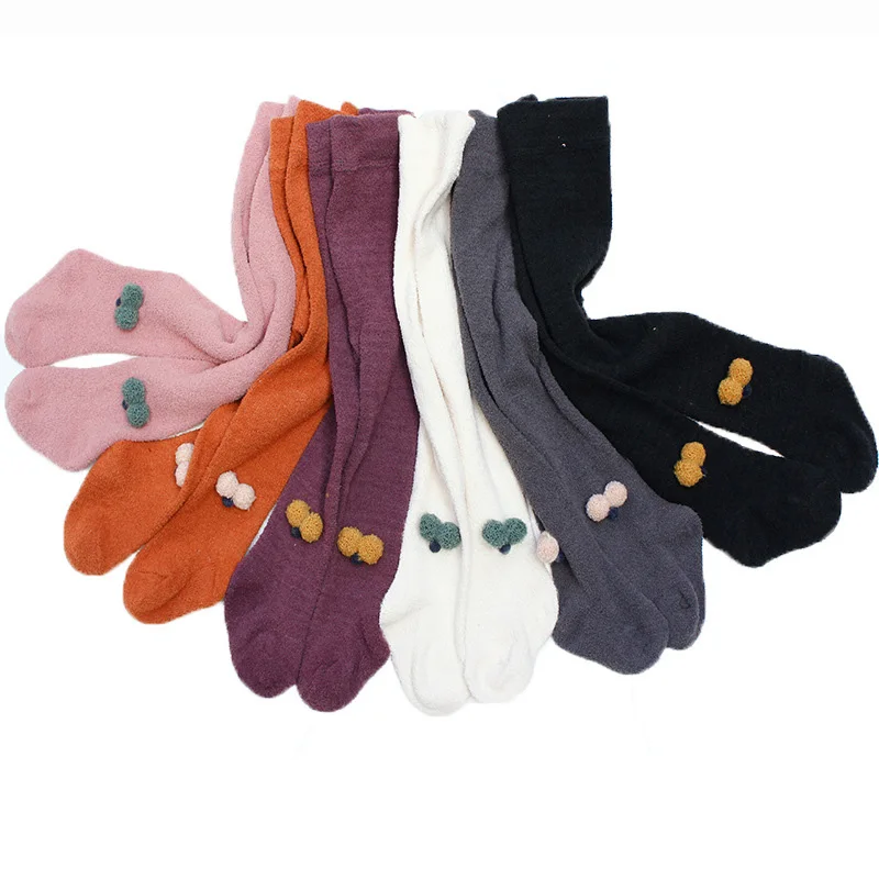 

Thicken Warm Winter Tights For Girls Soft Cotton Fleece Children Pantyhose Cute Pink Color Newborn Toddler Baby Tights 0-8 Yrs
