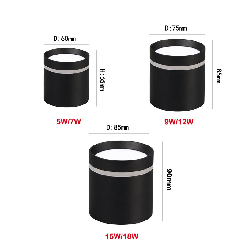 Lámpara descendente de techo montada en superficie nórdica antideslumbrante, luces Led de 5W, 7W, 9W, 12W, 15W y 18W, accesorios de iluminación