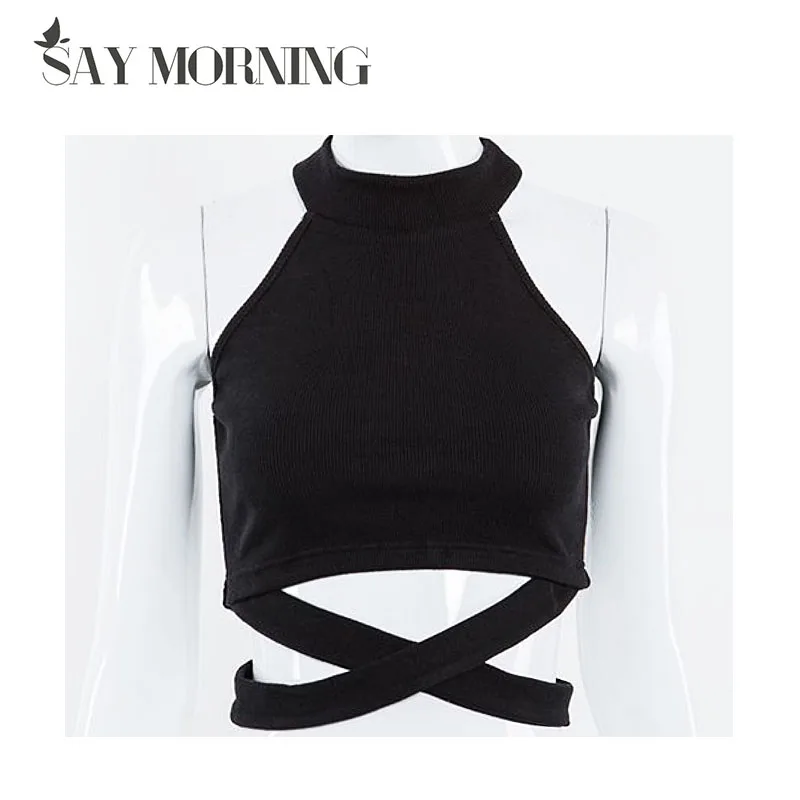 SAY MORNING/хит продаж женский сексуальный укороченный топ однотонный уличная одежда