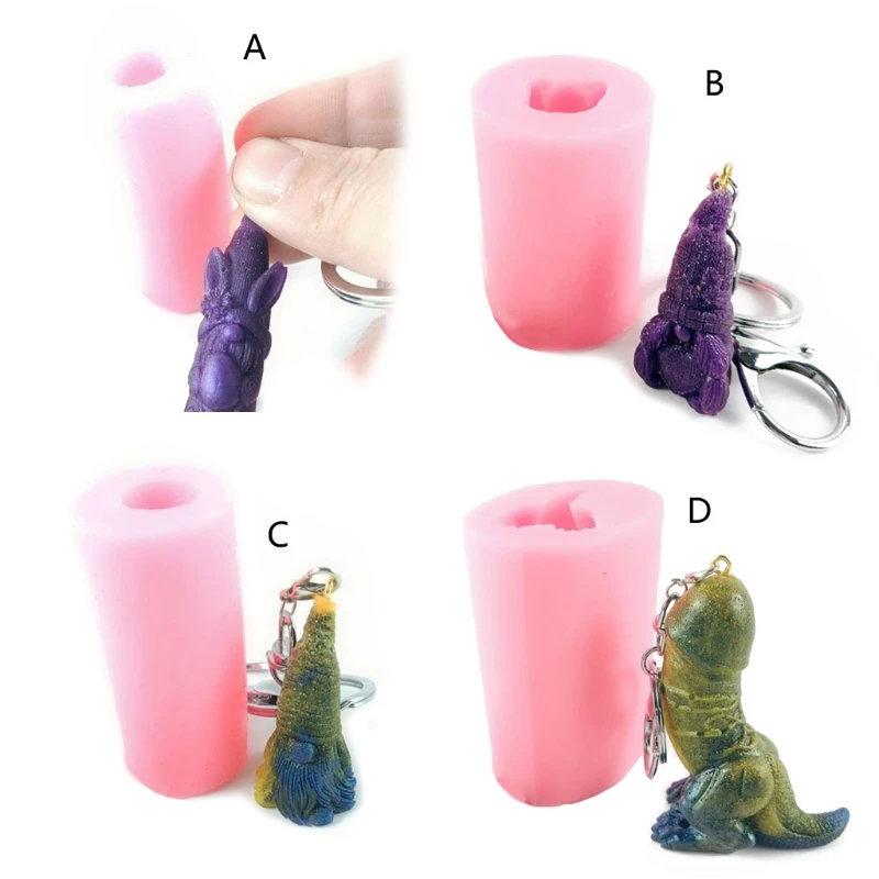 

Handmade 3D Gnome Keychain Resin Mold Lucky Dinosaur Gnome Decoration Pendant Silicone Resin Casting Mold Craft Tools X4YA