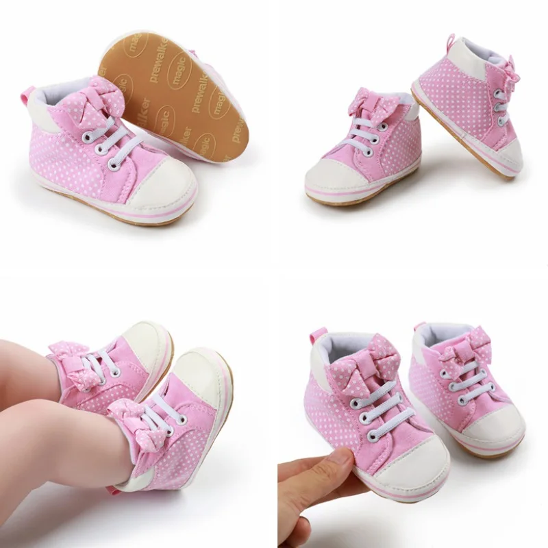 

2020 Fashion Baby Polka Dot Canvas Soft Sole Anti-skid Toddler Shoes