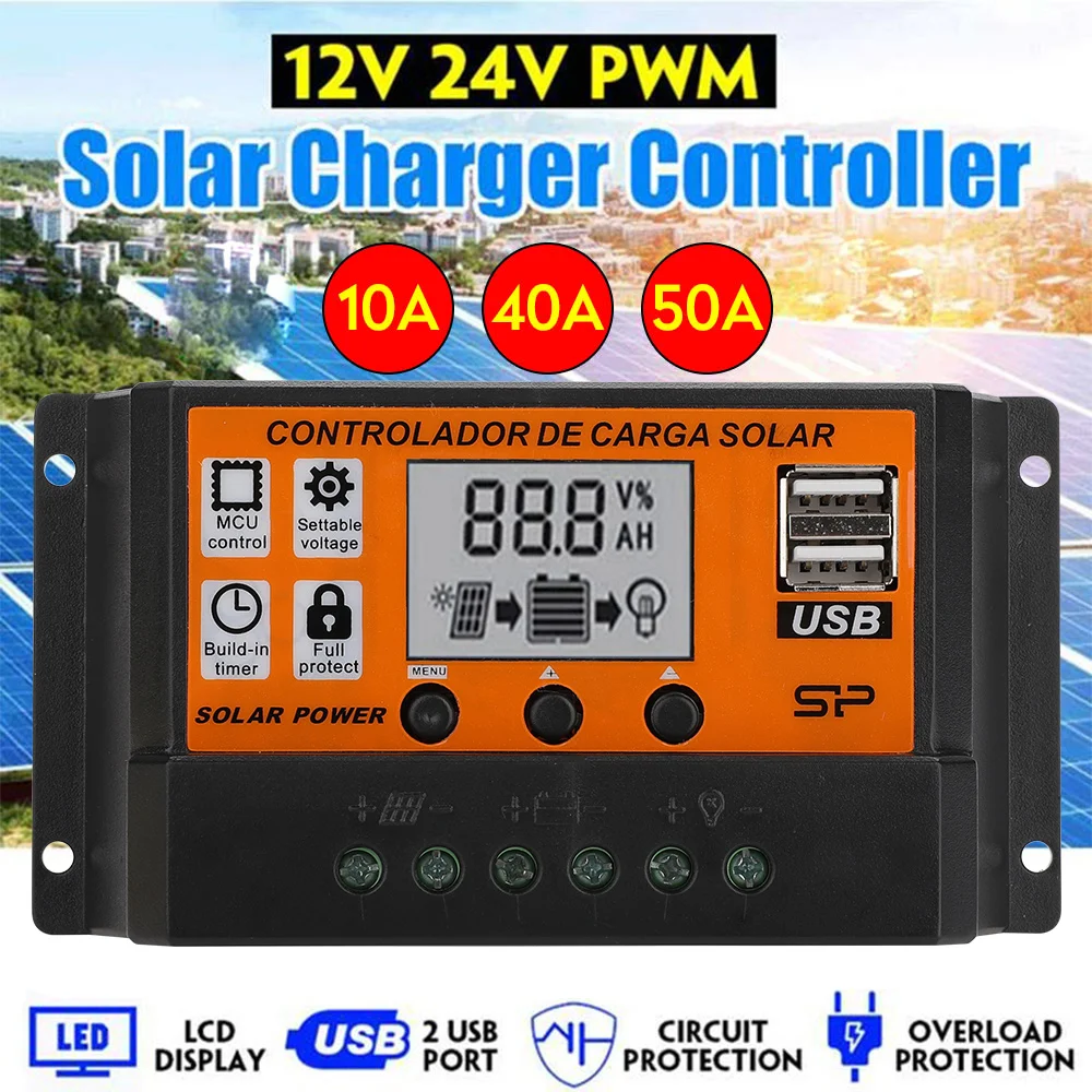 10-100A solar panel voltage regulator charging controller DC12/24V automatic focus tracking PWM mode | Автомобили и мотоциклы