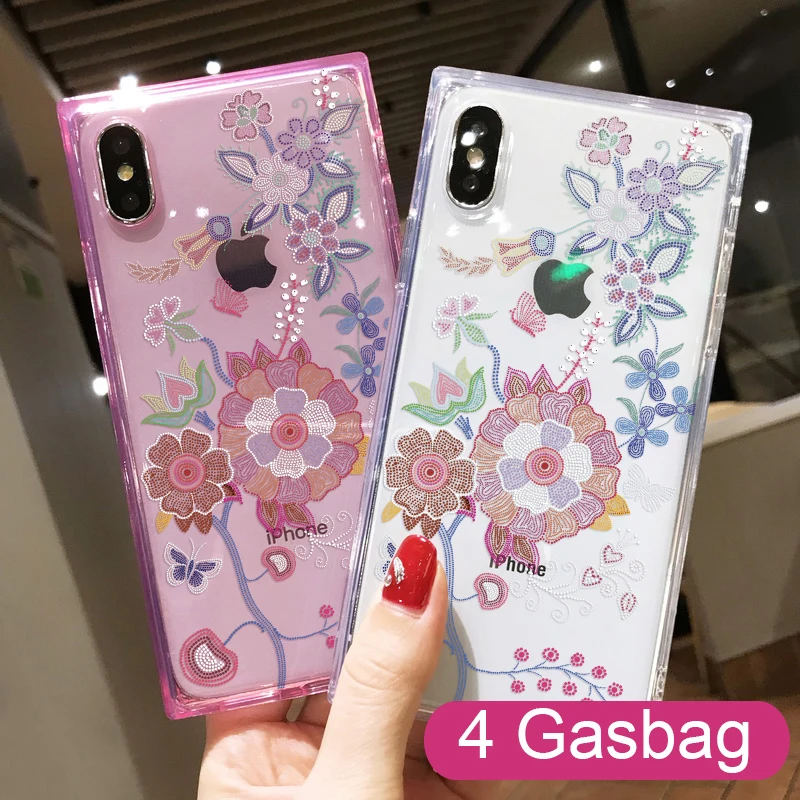Квадратная сияющая блестящая прозрачная фотография для iPhone11 pro XS Max 8 7 Plus 6 6S
