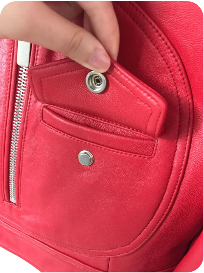 Женская модная яркая байкерская куртка из искусственной кожи красного и черного