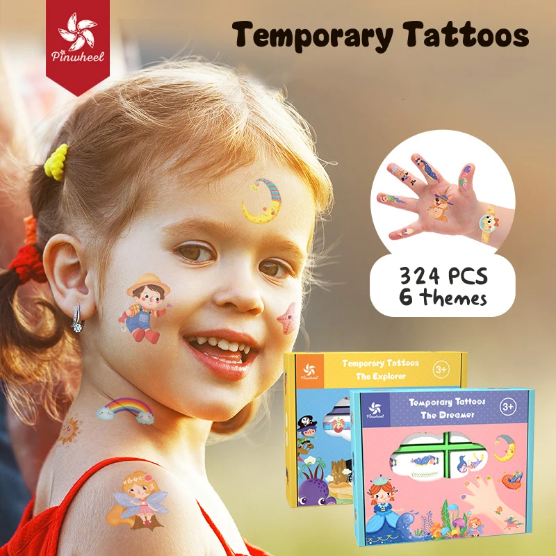 

Pinwheel Children's Temporary Tattoos Stickers Cartoon Long-lasting Waterproof Boy Girl 3+ Years Education Imagination Toy Gifts