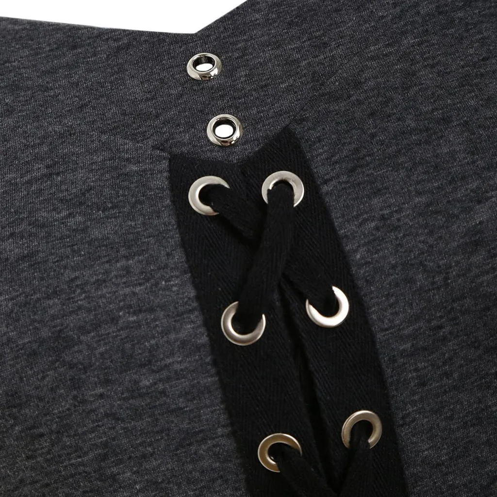 Женская рубашка на Хэллоуин готический крест-накрест кружевная вставка