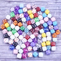 50pcs colourful cube dice spacer beads acrylic dot for charms necklaces with hole jewelry decoration diy findings 8mm