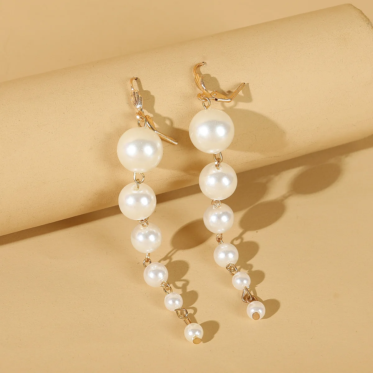 Длинные серьги с имитацией жемчуга женские серьги-подвески в виде месяца звезды