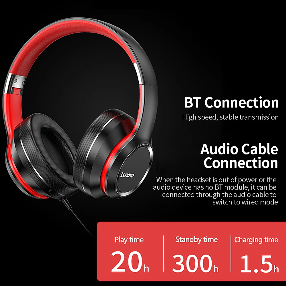 Lenovo наушников HD200 беспроводной гарнитуры BT5.0 шумоподавление стерео двойной режим