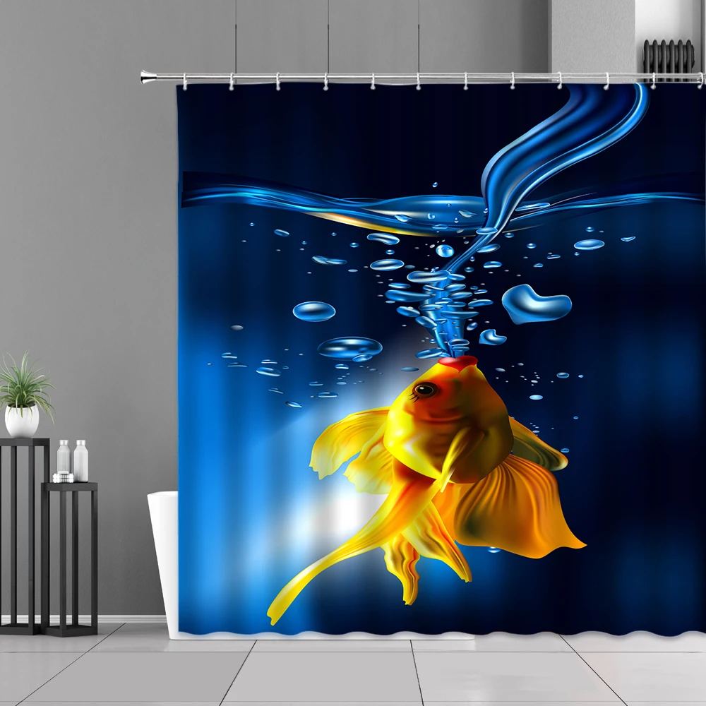 

Tropical Fish Shower Curtain The underwater Biological Bath Curtains For Bathroom Bathtub Bathing Cover Large Wide 12pcs Hooks