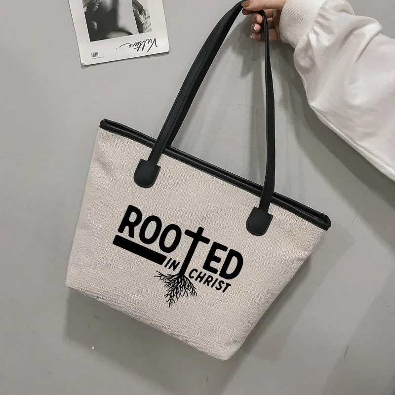 Женская сумка тоут с надписью Root In Христос Женский саквояж на плечо для