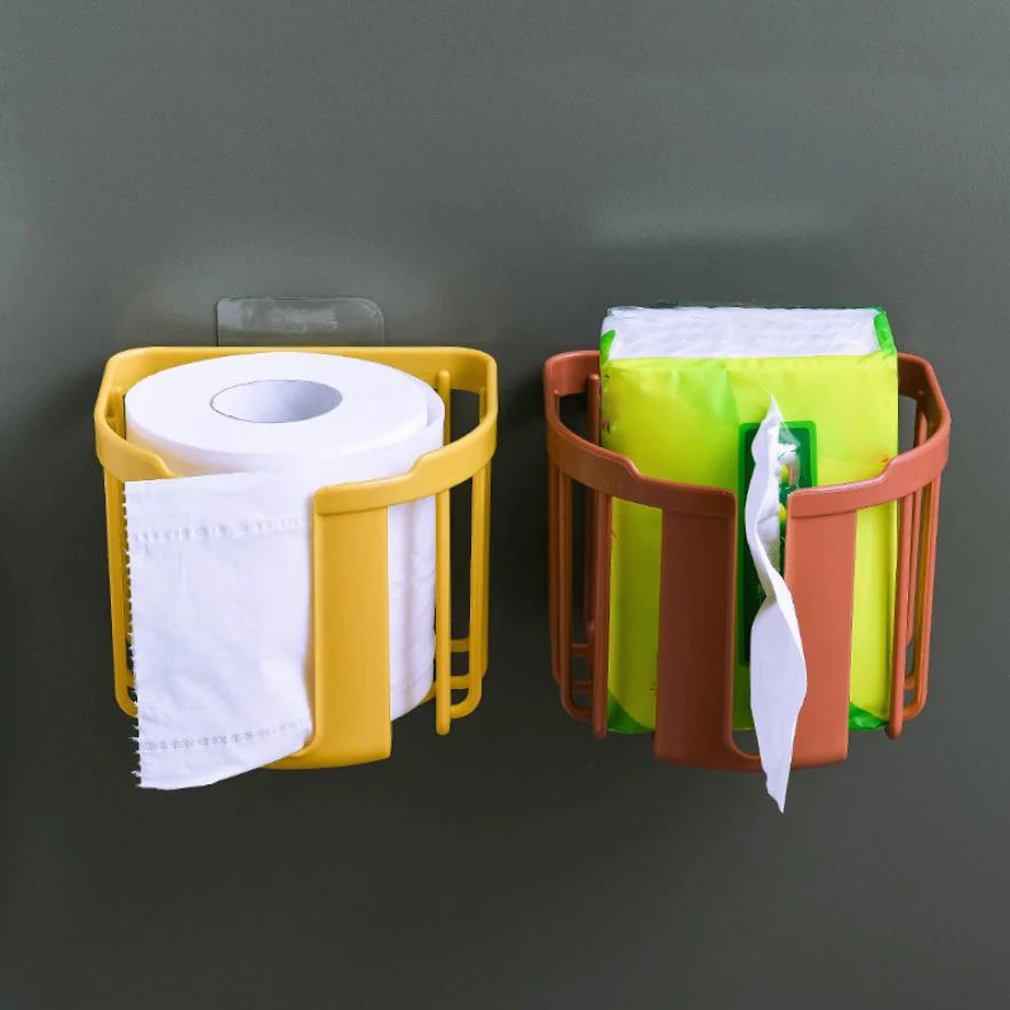 

Bathroom Toilet Paper Rack Wall Mounted Adhesive Organizer No-Drill Leachate Large Capacity Tissue Holder Hanging towels