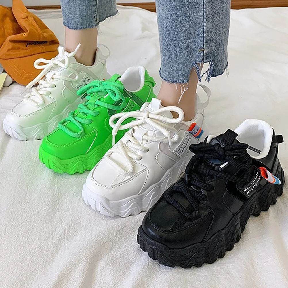 

For Dropship New Brand Female Color Design Platform Sneakers Lace Up Luxury Comfy For Walking Women Sneakers Casual Shoes Woman