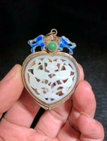 silver gilt inlaid hetian jade chinese rare antique pendant jewelry accessory