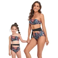 leaf mommy and me swimwear family set off shoulder mother daughter matching swimsuits fashion women girls bikini dresses clothes