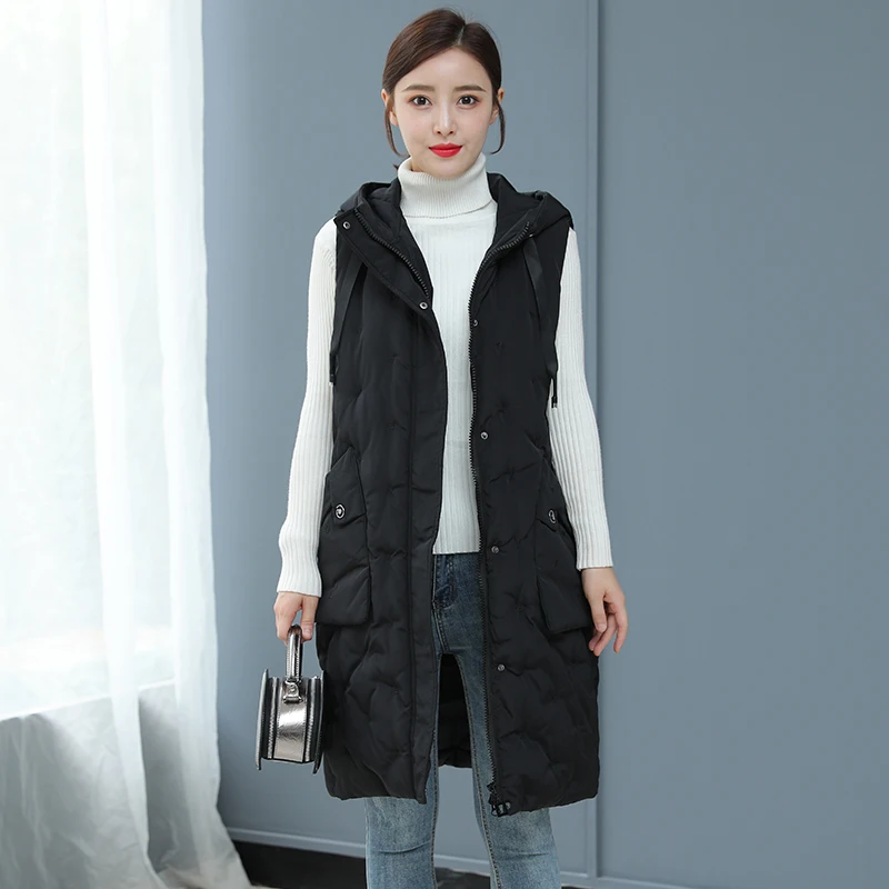 Жилет женский длинный на молнии куртка без рукавов с большими карманами