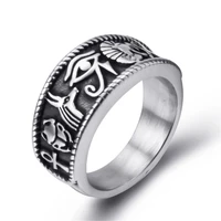 elfasio men stainless steel rings egyptian eye of horus cross of life ankh symbol vintage band jewelry size 8 13