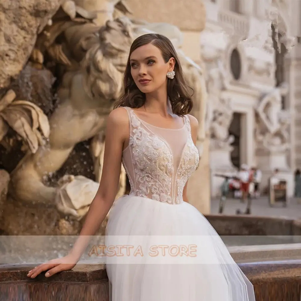 Свадебные платья с круглым вырезом 2021 элегантное женское платье без рукавов