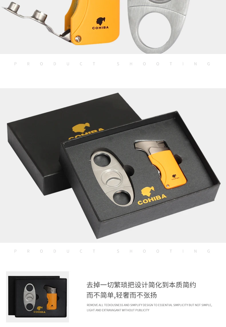 COHIBA зажигалка резак аксессуары набор газовые зажигалки острый сигарный нож набор с подарочной коробкой
