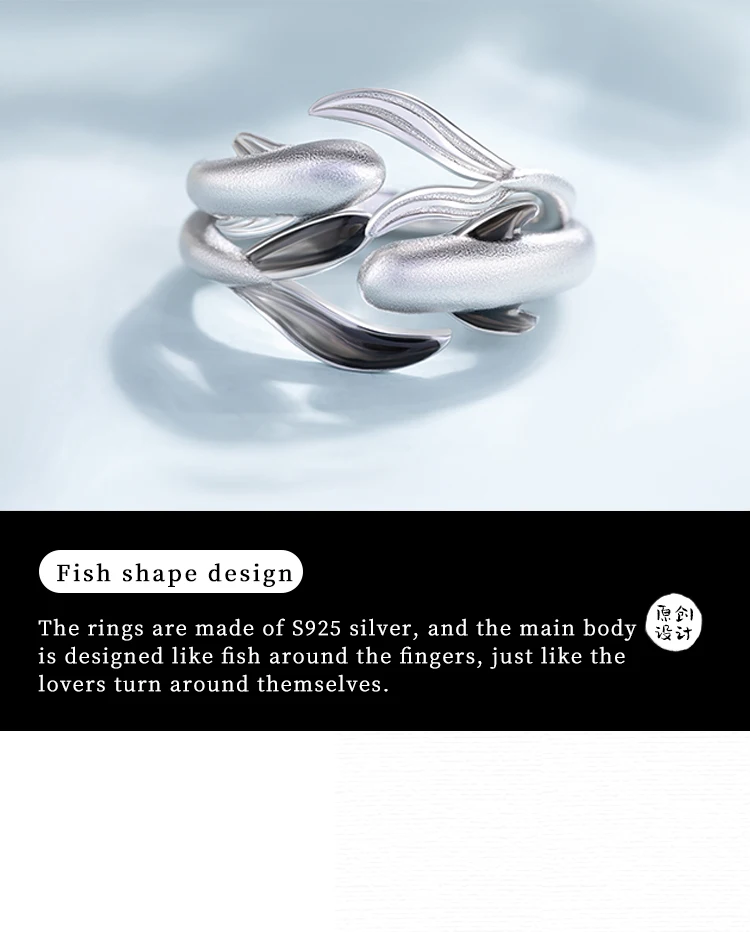 Thaya S925 Sterling Silver Ring Lively Meandering Fish High Quality Jewelry Rings For Women Lovers Gift