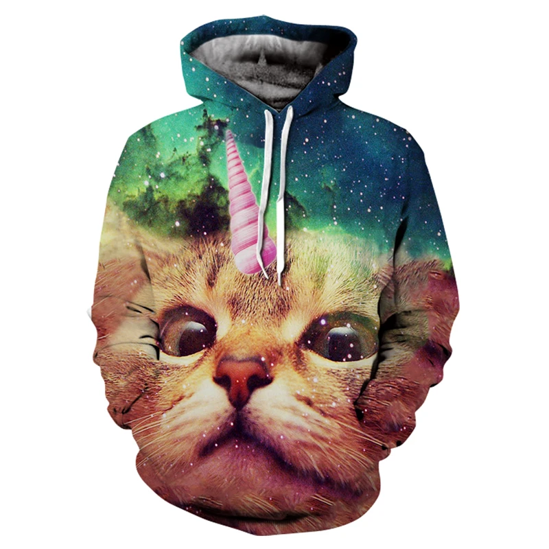

Spring and Autumn New Men's Hoodie Long Sleeve 3D Printing Cute Cat Sweater Pullover Men's Fashion Top