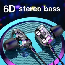 wired headphones In Ear 3.5mm For Computer IPhone Samsung Xiaomi Earbuds Dual Drive Stereo Sport Gamer Music Headset Handfree