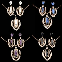classic bridal jewellery sets for womens dresses accessories cubic necklace earrings set gold color wedding dresses