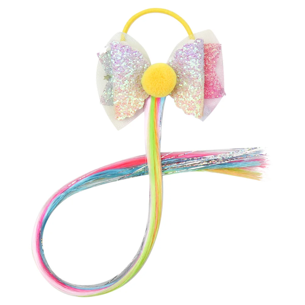 9 hair band Косички для девочек, резинки для волос, заколка для волос, блестящие банты для волос из ПВХ с помпоном, резинки для волос, детская длинная разноцветная косичка, повязка на голову - Цвет: 9 hair band