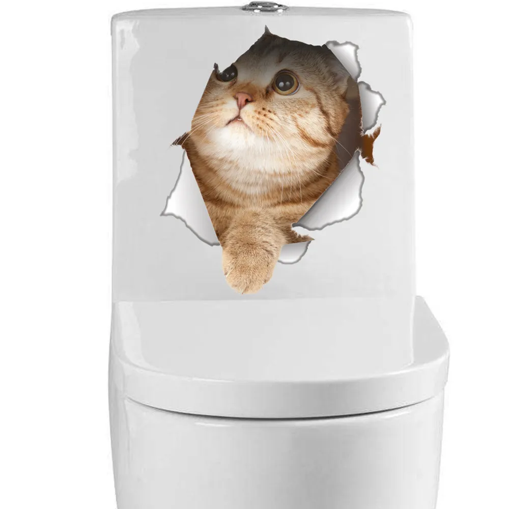 # S виниловая водостойкая 3D Наклейка на стену с изображением кота собаки дырка для