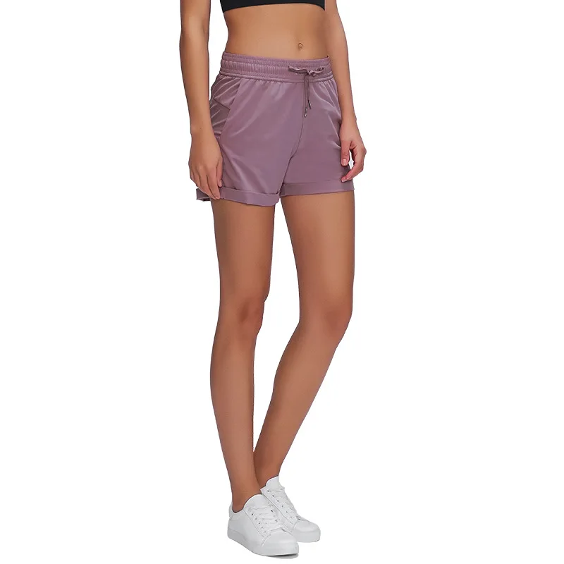 Женские летние шорты для бега свободные спортивные из спандекса со шнурком на