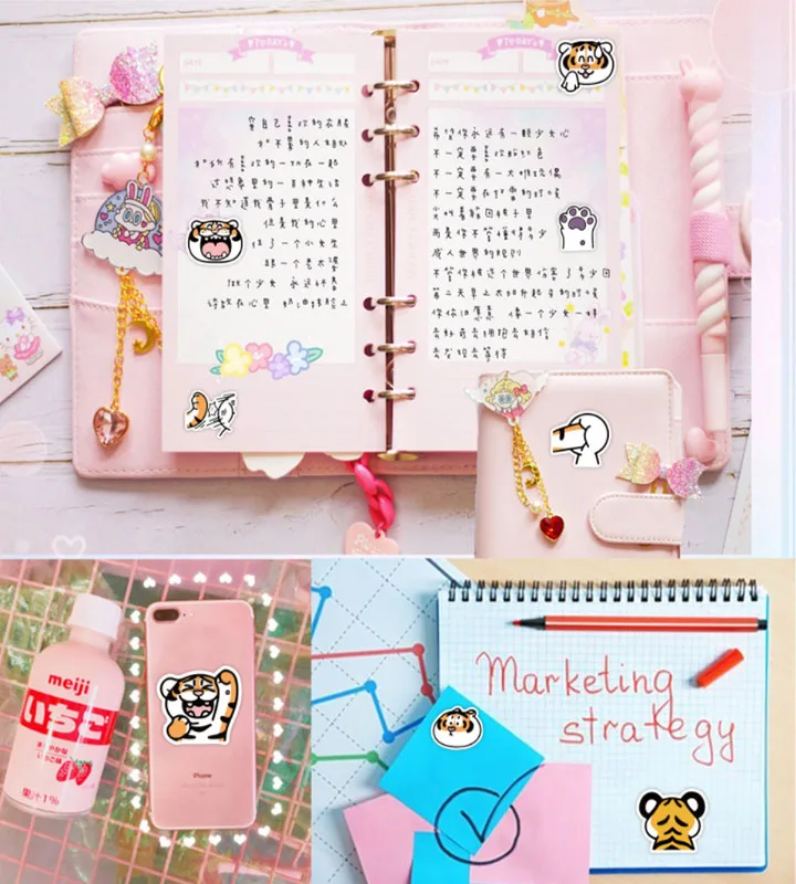 

40 pcs Cartoon fat tiger and tiger cub Graffiti Waterproof Skateboard Travel Suitcase Phone Laptop Luggage Stickers Cute Kids