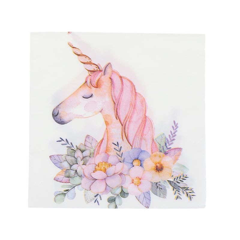 

20Pcs/Pack Unicorn Theme Paper Napkins Food Tissue Tissue Napkins Wedding Decoration Birthday Party Festival Supplies 33x33cm