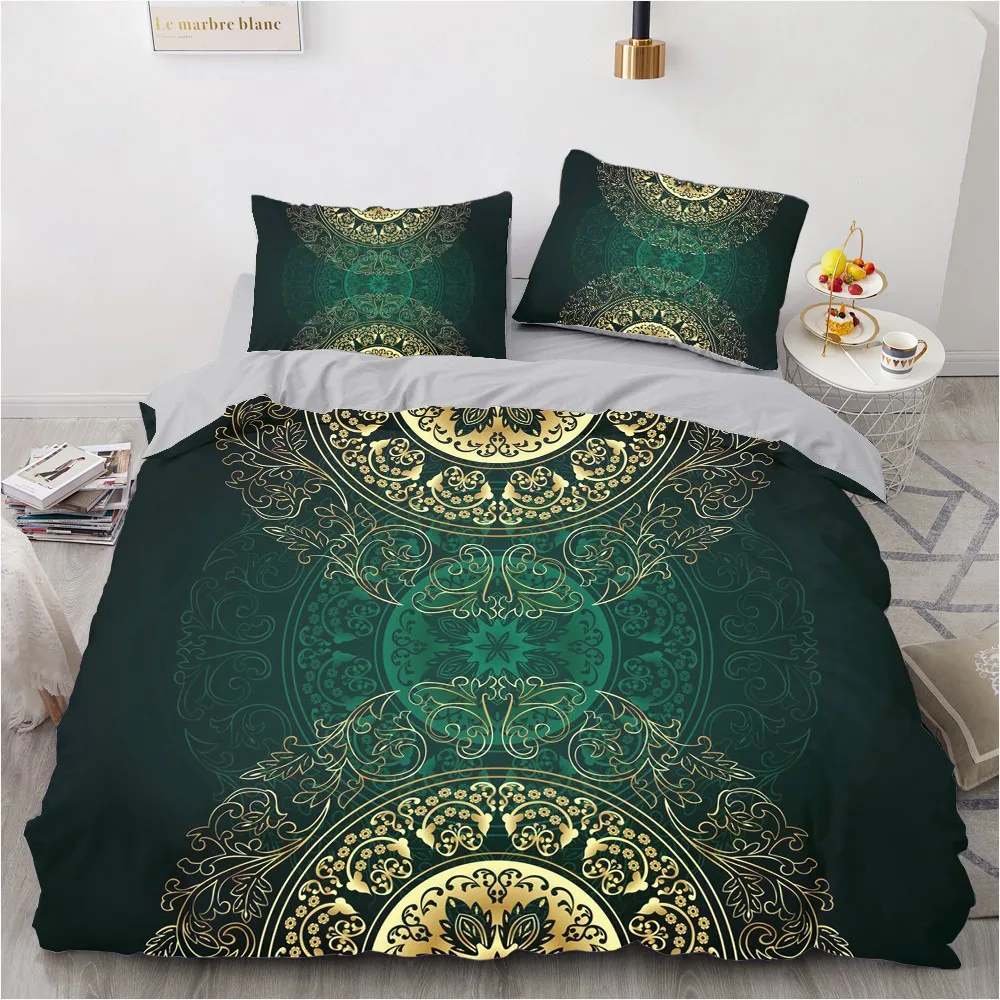 3D Luxury Duvet Cover Set Bedding Sets Green Comforther Cases Quilt Covers Pillow shams Queen Full Twin Single Size Bed Linen | Дом и сад