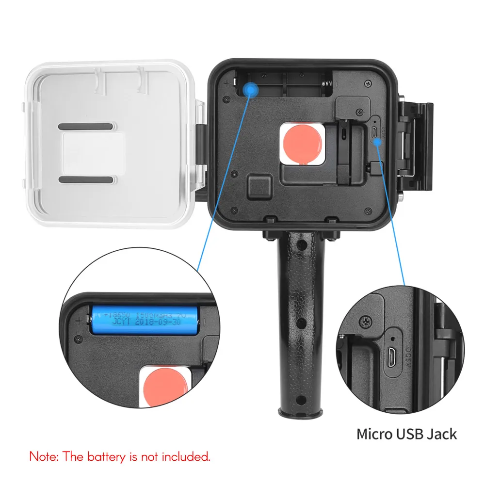 Ручной подводный светодиодный светильник SHOOT для видео 900LM 40 м с красным фильтром