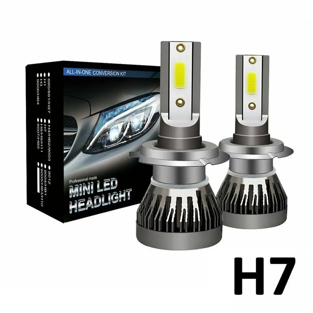 2PCS H7 LED Headlight 200W 20000LM Hi/Low Kit Bulbs Beam 6000K Canbus Error Free Super Bright COB Chip H7 High/Low Beam DC 9-32V