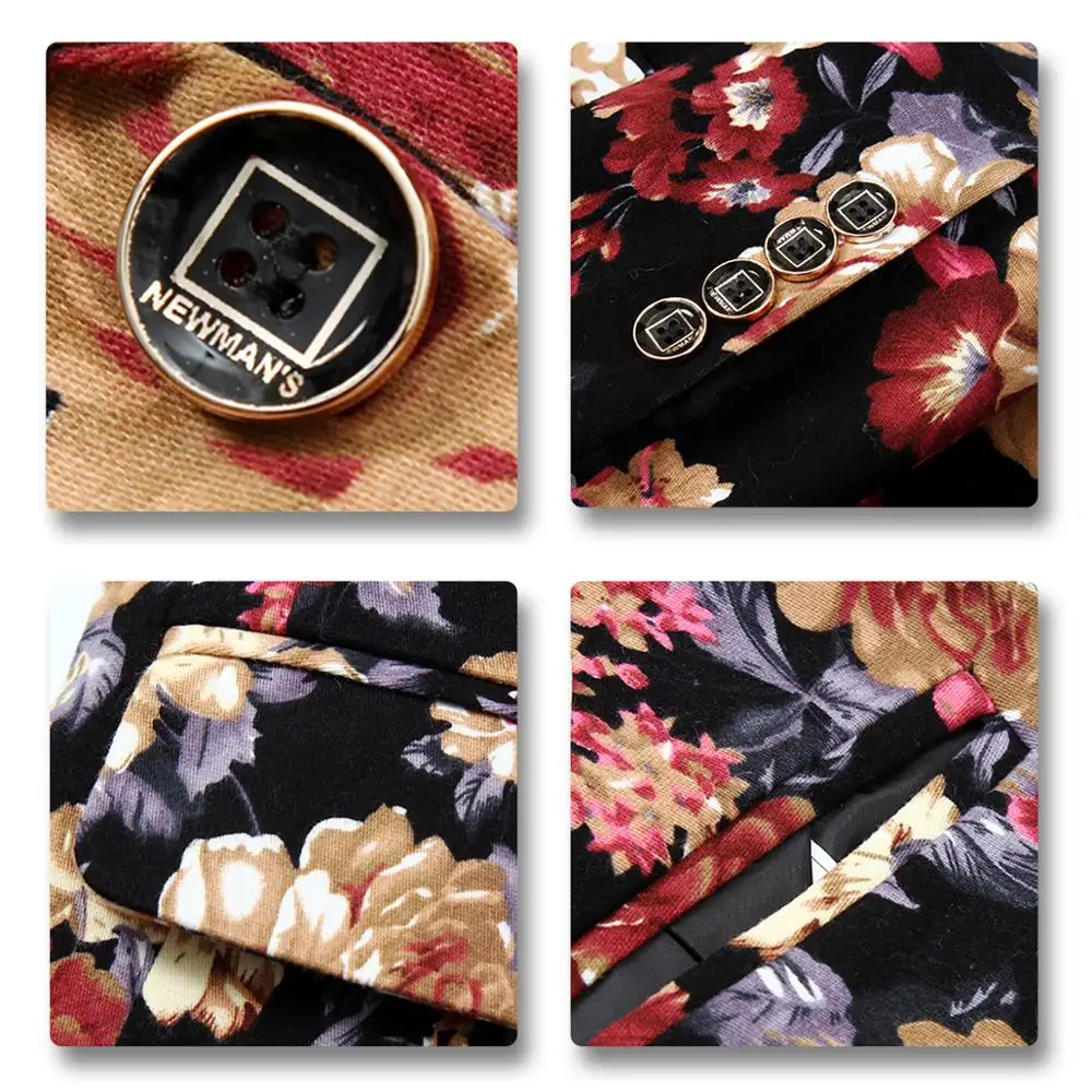 Мужской цветочный костюм из двух предметов повседневный (пиджак + брюки) для