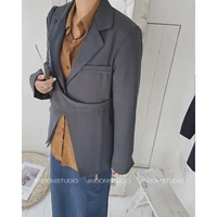 2021 womens blazers vest suit set spring office long sleeve double breasted female korean jacket coat top chic vintage clothes