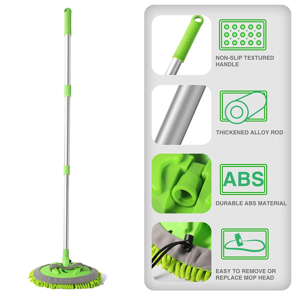 2 в 1 Швабра для мытья автомобиля с длинной ручкой|Губки тряпки и щетки| |