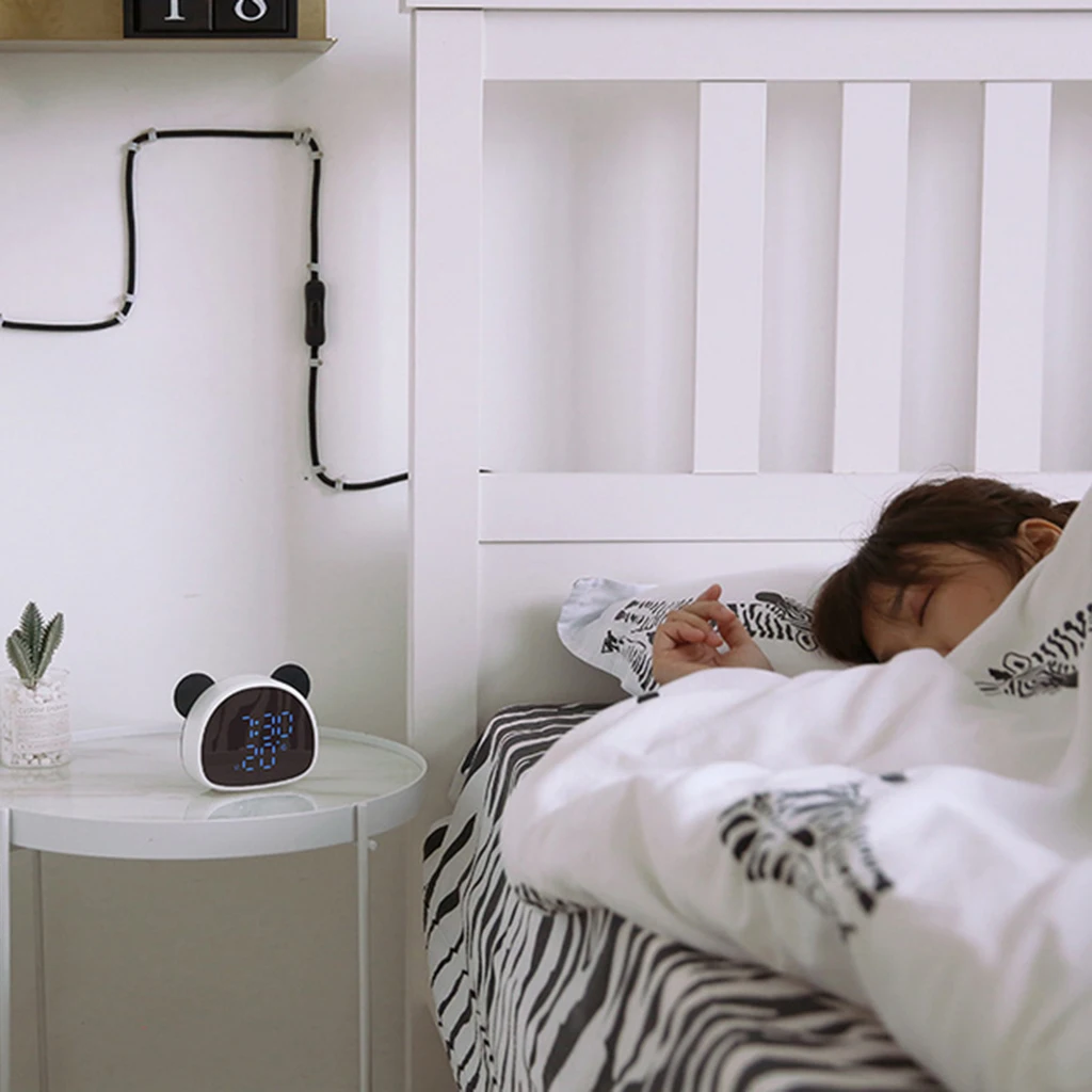 Цифровой будильник в форме панды портативный зеркальный дисплей время