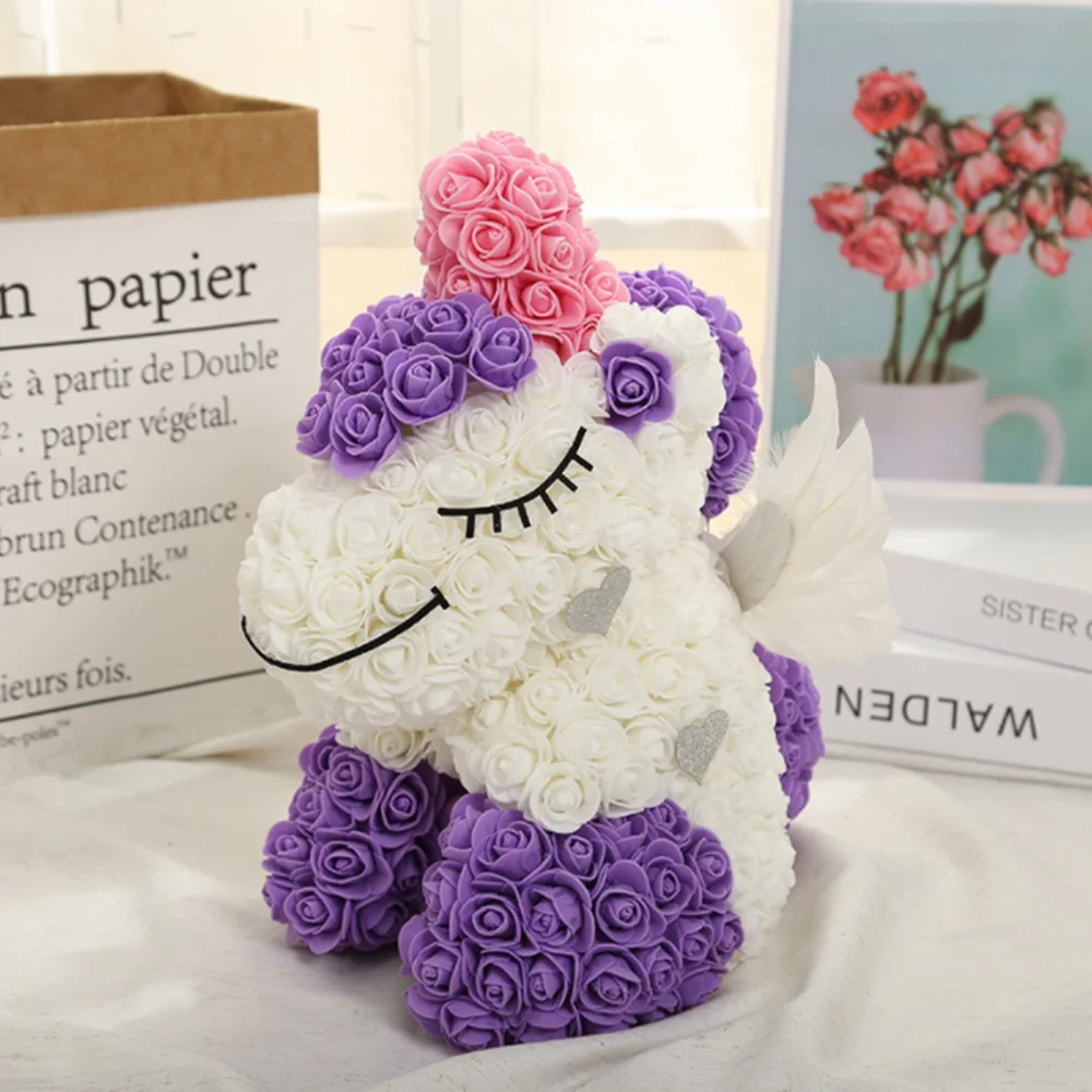 Горячая Распродажа 5 стилей милые розы единорог светодиодный в подарочной