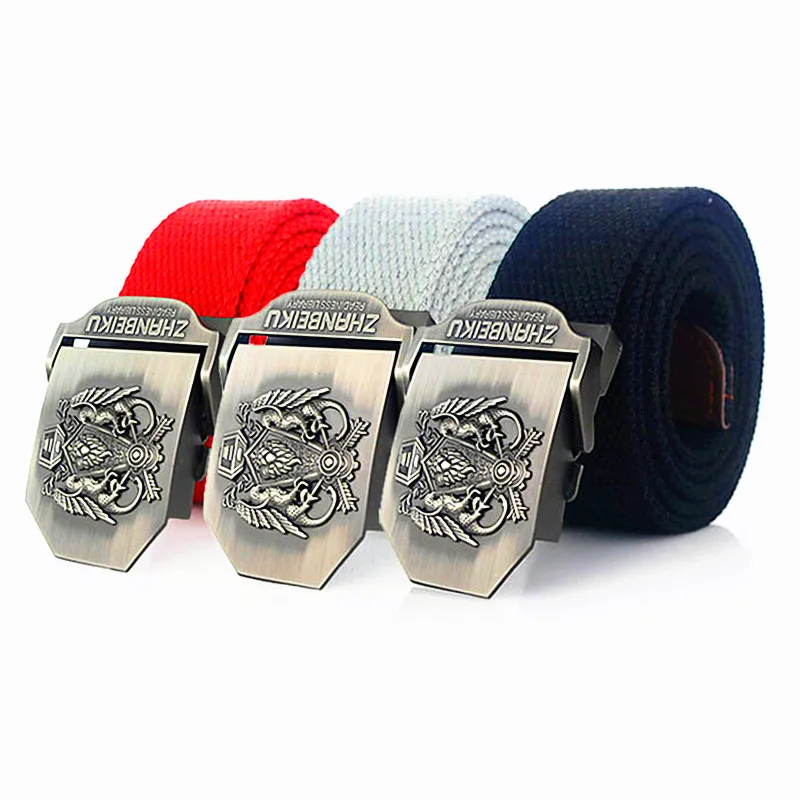 

New Canvas Belt Men & Women High Quality Metal Smooth Buckle Black Fashion Jeans Accessories Outdoor Fans Military Tactical Belt